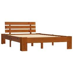 Foto van The living store massief grenenhouten bedframe - 213 x 145 x 66 cm - honingbruin