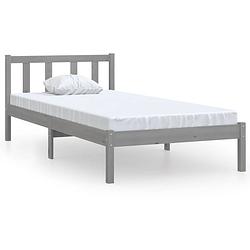 Foto van The living store bed vuren hout grijs 195.5x80.5x69.5cm - matras 75x190cm - montage vereist