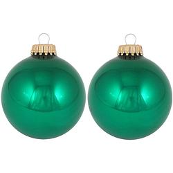 Foto van 16x emerald groene glazen kerstballen glans 7 cm kerstboomversiering - kerstversiering/kerstdecoratie groen