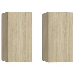 Foto van The living store tv-meubelen 2 st 30-5x30x60 cm spaanplaat sonoma eikenkleurig - kast