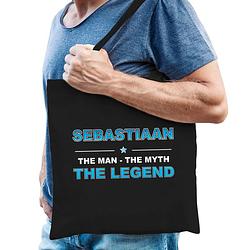 Foto van Naam cadeau tas sebastiaan - the legend zwart voor heren - feest boodschappentassen