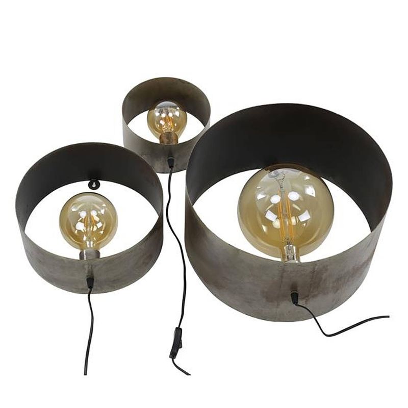 Foto van Wandlamp set van 3 chez rond oud zilver