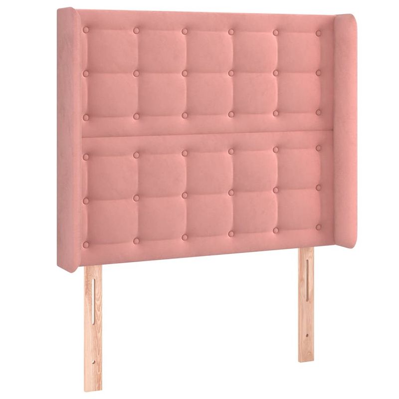 Foto van The living store klassiek hoofdbord - roze - 93x16x118/128 cm - fluweel - houten poten