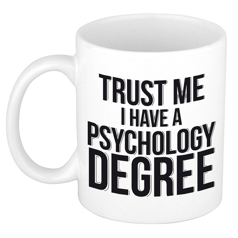 Foto van Trust me psychology degree kado mok / beker wit - psychologie geslaagd / afstudeer cadeau - feest mokken