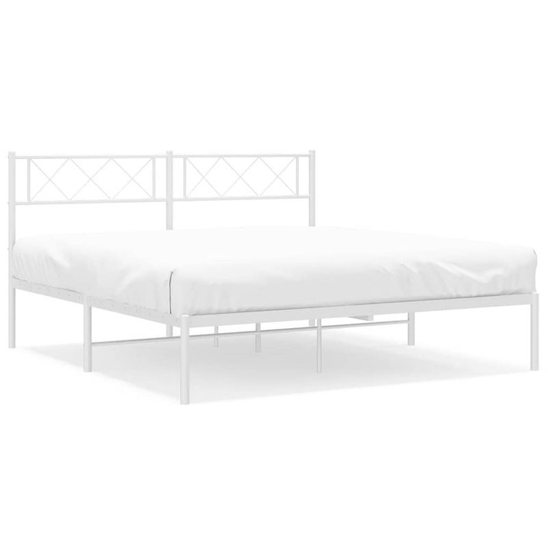 Foto van Vidaxl bedframe met hoofdbord metaal wit 140x190 cm