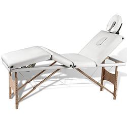 Foto van Vidaxl inklapbare massagetafel 4 zones met houten frame (creme)