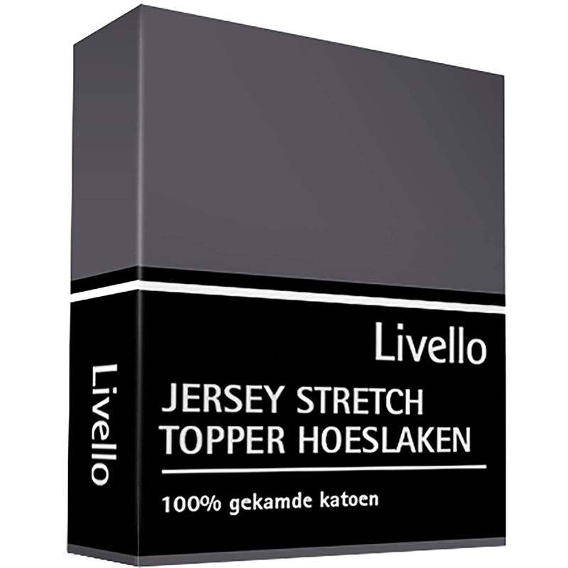 Foto van Livello hoeslaken topper jersey donkergrijs 90 x 200/ 210 cm