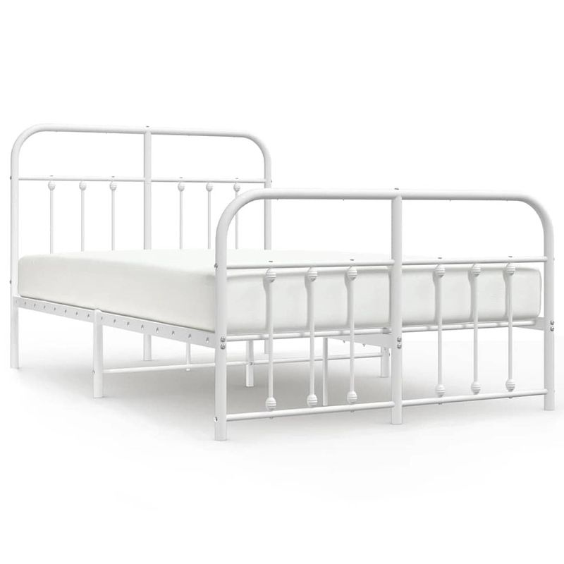 Foto van The living store bedframe klassiek wit - 196 x 125 x 100 cm - robuuste metalen constructie