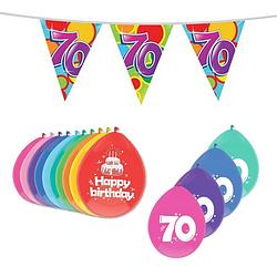 Foto van Leeftijd verjaardag thema 70 jaar pakket ballonnen/vlaggetjes - feestpakketten