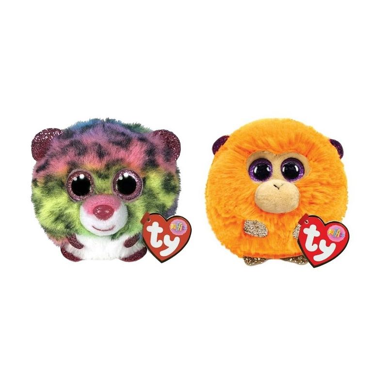 Foto van Ty - knuffel - teeny puffies - dotty leopard & coconut monkey