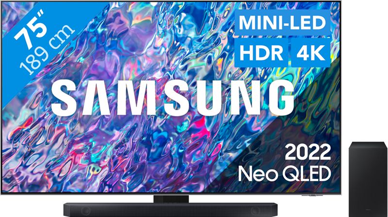 Foto van Samsung neo qled 75qn85b (2022) + soundbar