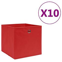 Foto van Vidaxl opbergboxen 10 st 28x28x28 cm nonwoven stof rood