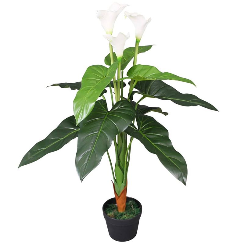 Foto van Vidaxl kunst calla lelie plant met pot 85 cm wit