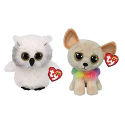 Foto van Ty - knuffel - beanie boo's - ausitin owl & chewey chihuahua