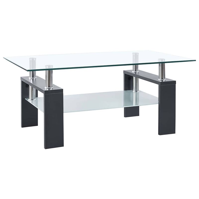 Foto van Infiori salontafel 95x55x40 cm gehard glas transparant en grijs