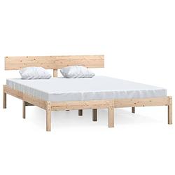 Foto van The living store houten bedframe - naam - tweepersoonsbedframe - 150x200 cm - massief grenenhout