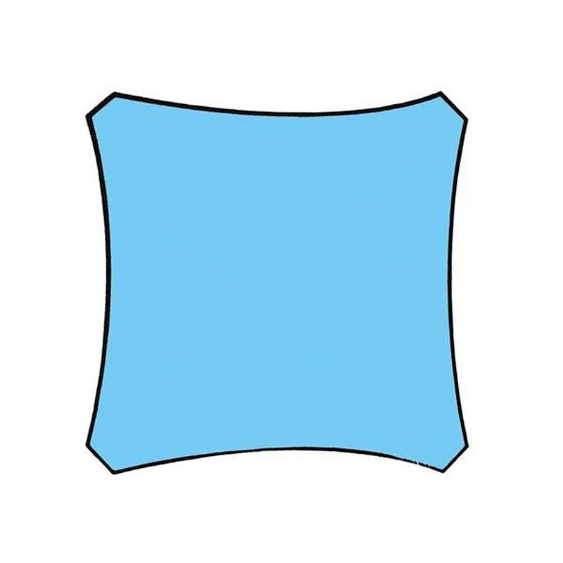 Foto van Compleet pakket: schaduwdoek vierkant 3,6x3,6m hemelsblauw met waterafstootmiddel en rvs bevestigingsset