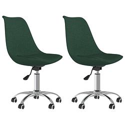 Foto van The living store draaibare eetkamerstoelen - donkergroen - 48 x 58 x (81-93) cm - gasveermechanisme - 360 graden