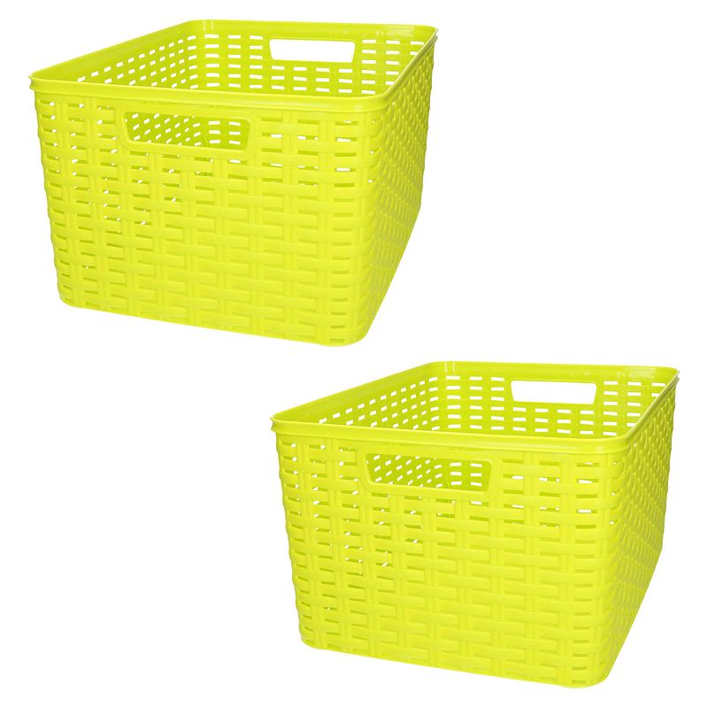 Foto van Plasticforte opbergmand/kastmandje - 2x - 18 liter - groen - kunststof - 28 x 38 x 19 cm - opbergbox