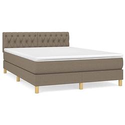 Foto van Vidaxl boxspring met matras stof taupe 140x200 cm