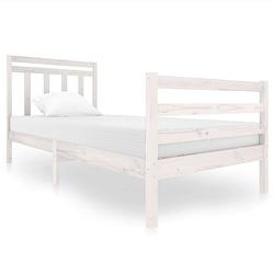 Foto van The living store bedframe grenenhout - wit - 90 x 200 cm - stabiel en stijlvol