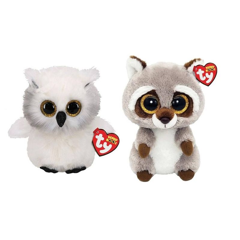 Foto van Ty - knuffel - beanie boo's - ausitin owl & racoon