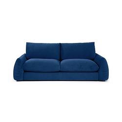 Foto van Vast 3 -seater vaste bank - diepblauw fluweel - l 231 x d 102 x h 78 cm - frankrijk