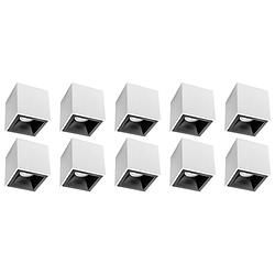 Foto van Opbouwspot 10 pack - pragmi cliron pro - gu10 fitting - opbouw vierkant - mat wit/zwart - aluminium - verdiept - ø90mm