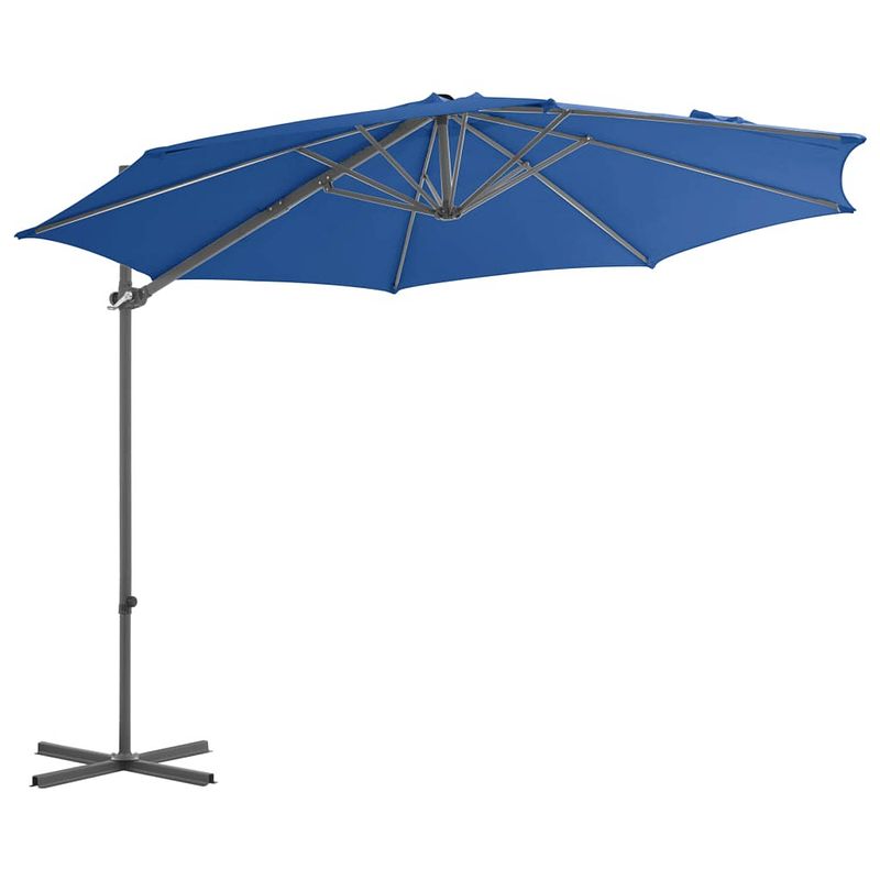 Foto van The living store hangende parasol - azuurblauw - 300 x 255 cm - uv-beschermend polyester