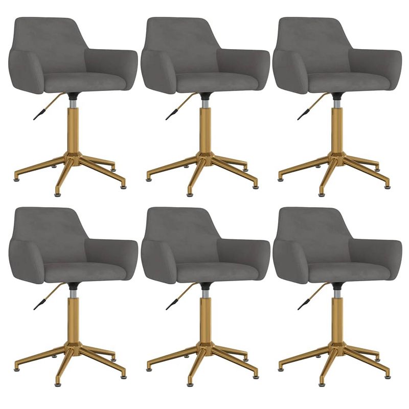 Foto van The living store draaibare eetstoelen - donkergrijs fluweel - 55 x 53 x(69-81) cm - set van 6