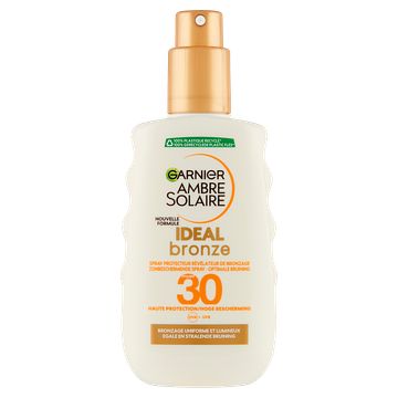 Foto van 1+1 gratis | garnier ambre solaire ideal bronze zonbeschermende spray spf 30 200ml aanbieding bij jumbo