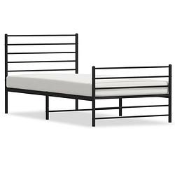 Foto van Vidaxl bedframe met hoofd- en voeteneinde metaal zwart 90x190 cm