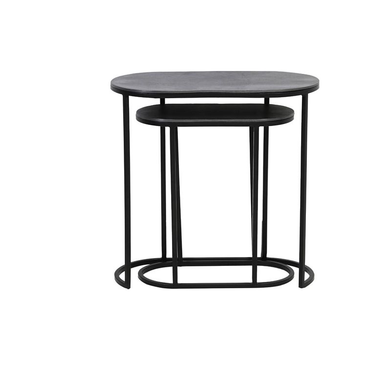 Foto van Side table s/2 max 53x26x53 cm bocov antique lead-black