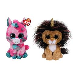 Foto van Ty - knuffel - beanie buddy - gumball unicorn & ramsey lion