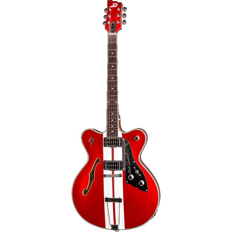 Foto van Duesenberg alliance mike campbell ii red & white elektrische gitaar met koffer