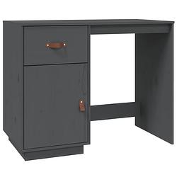 Foto van The living store bureau grenenhout - grijs - 95 x 50 x 75 cm - met lade en deur