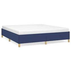 Foto van The living store bedframe blauw - 203 x 163 x 35 cm - stof en multiplex - geschikt voor matras van 160 x 200 cm