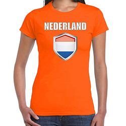 Foto van Schild holland / nederland supporter shirt / kleding met hollands schild oranje voor dames l - feestshirts