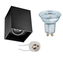 Foto van Opbouwspot set - osram parathom par16 930 36d - pragmi luxina pro - gu10 fitting - dimbaar - opbouw vierkant - mat zwart