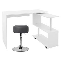 Foto van Bureau met vier wielen 150x88x75 cm wit mdf ml-design