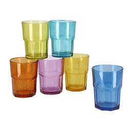 Foto van Set van 12x stuks gekleurde waterglazen/drinkglazen van 285 ml - drinkglazen