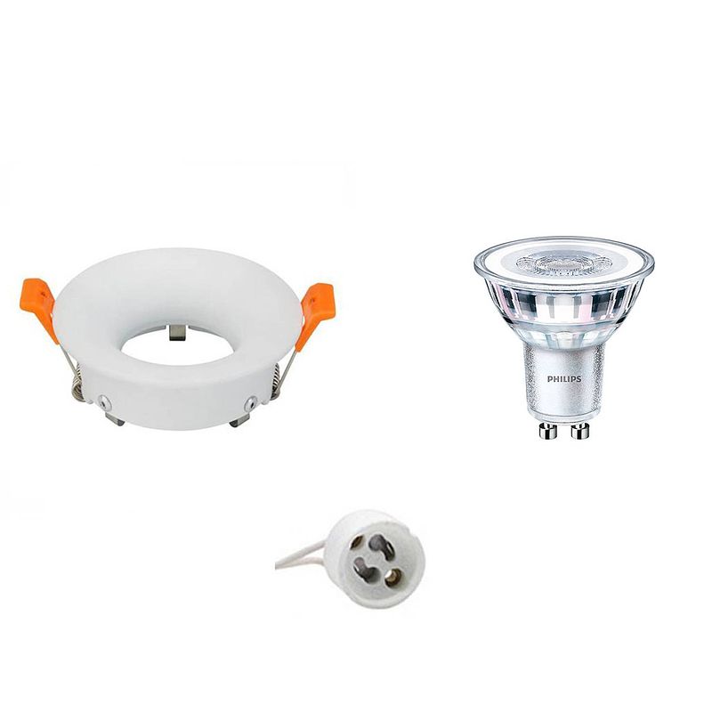 Foto van Led spot set - gu10 fitting - inbouw rond - mat wit - ø85mm - philips - corepro 840 36d - 5w - natuurlijk wit 4000k -