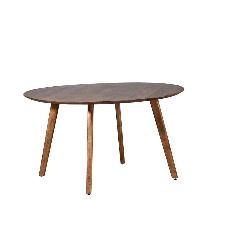 Foto van Giga meubel eettafel rond - mangohout - ø130cm - tafel oslo