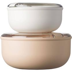 Foto van Omada - lunchbox, set van 2, beige/wit, rond - omada pull box