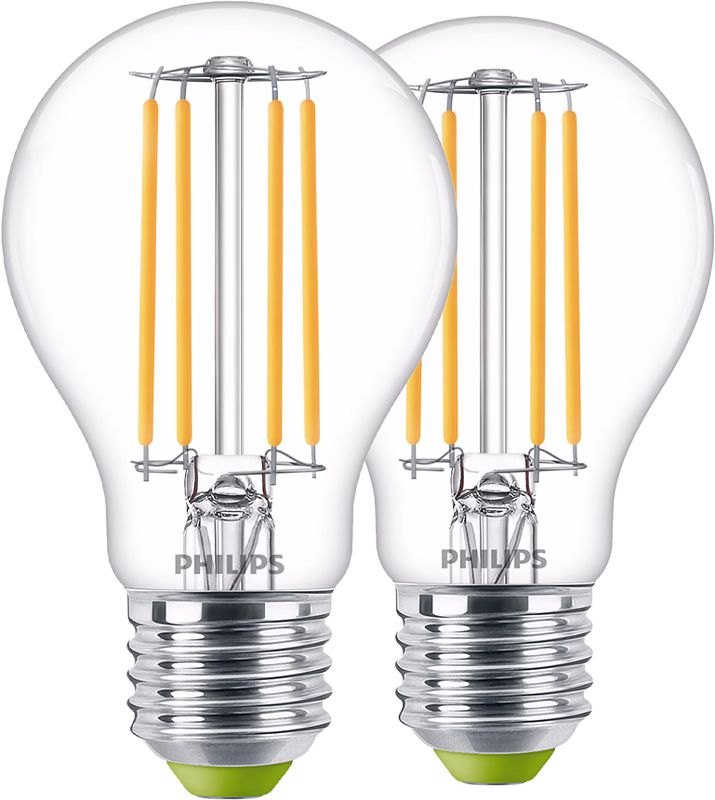 Foto van Philips led filament lamp - 2,3w - e27 - warm wit licht 2-pack