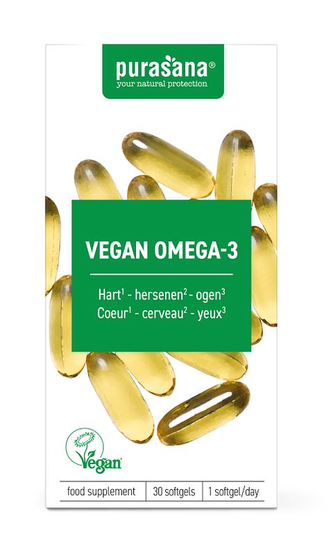 Foto van Purasana vegan omega-3 algenolie softgels