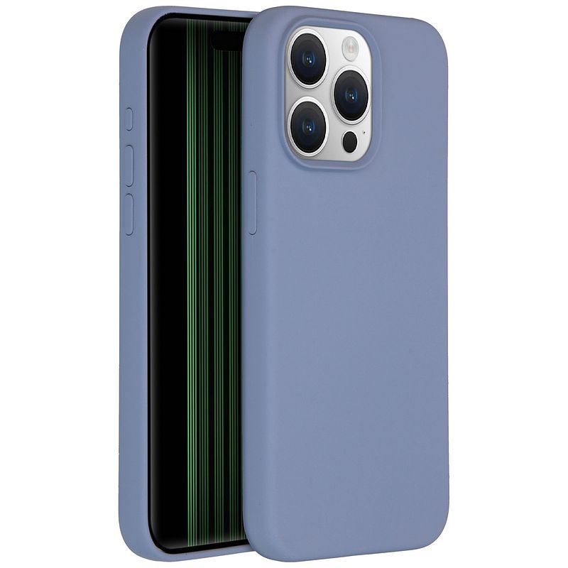 Foto van Accezz liquid silicone backcover met magsafe iphone 15 pro max telefoonhoesje grijs