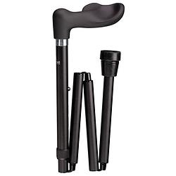 Foto van Gastrock opvouwbare wandelstok - zwart - rechtshandig - ergonomisch handvat - soft-touch - aluminium - lengte 88 - 98 cm