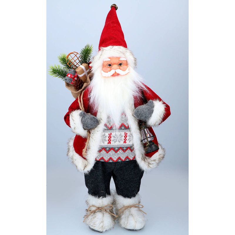 Foto van Christmas gifts kerstman-pop - kerstversiering voor binnen - 60cm - rood
