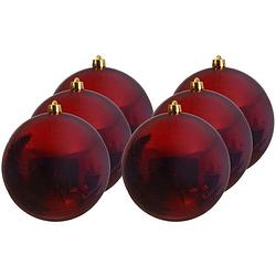 Foto van 6x grote raam/deur/kerstboom decoratie donker rode kerstballen 20 cm glans - kerstbal